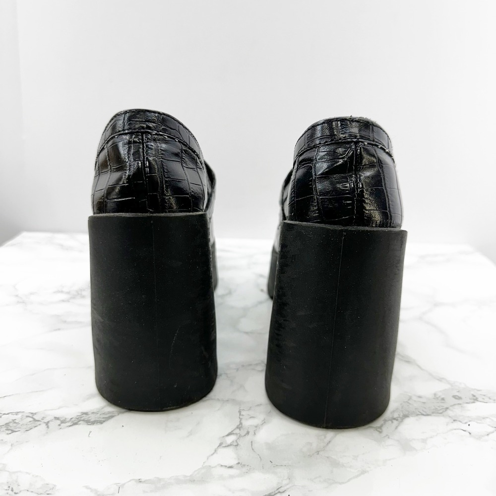 ASOS Design Signature Platform Heeled Loafer Black Croc‎ Size 8 - Picture 5 of 8